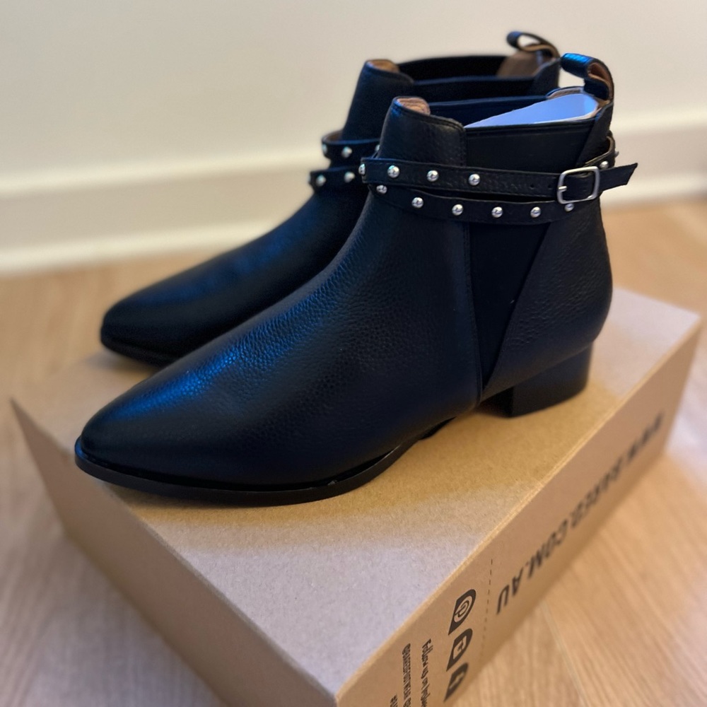 Bared Footwear Conure Black Studded Leather Boots - brand new never worn